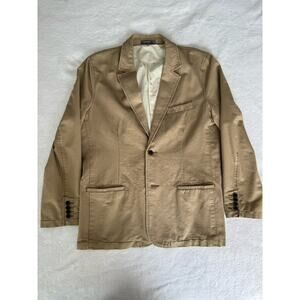Fossil Men's Khaki Cotton Blazer XL Single-Breasted Two-Button Inner Pockets